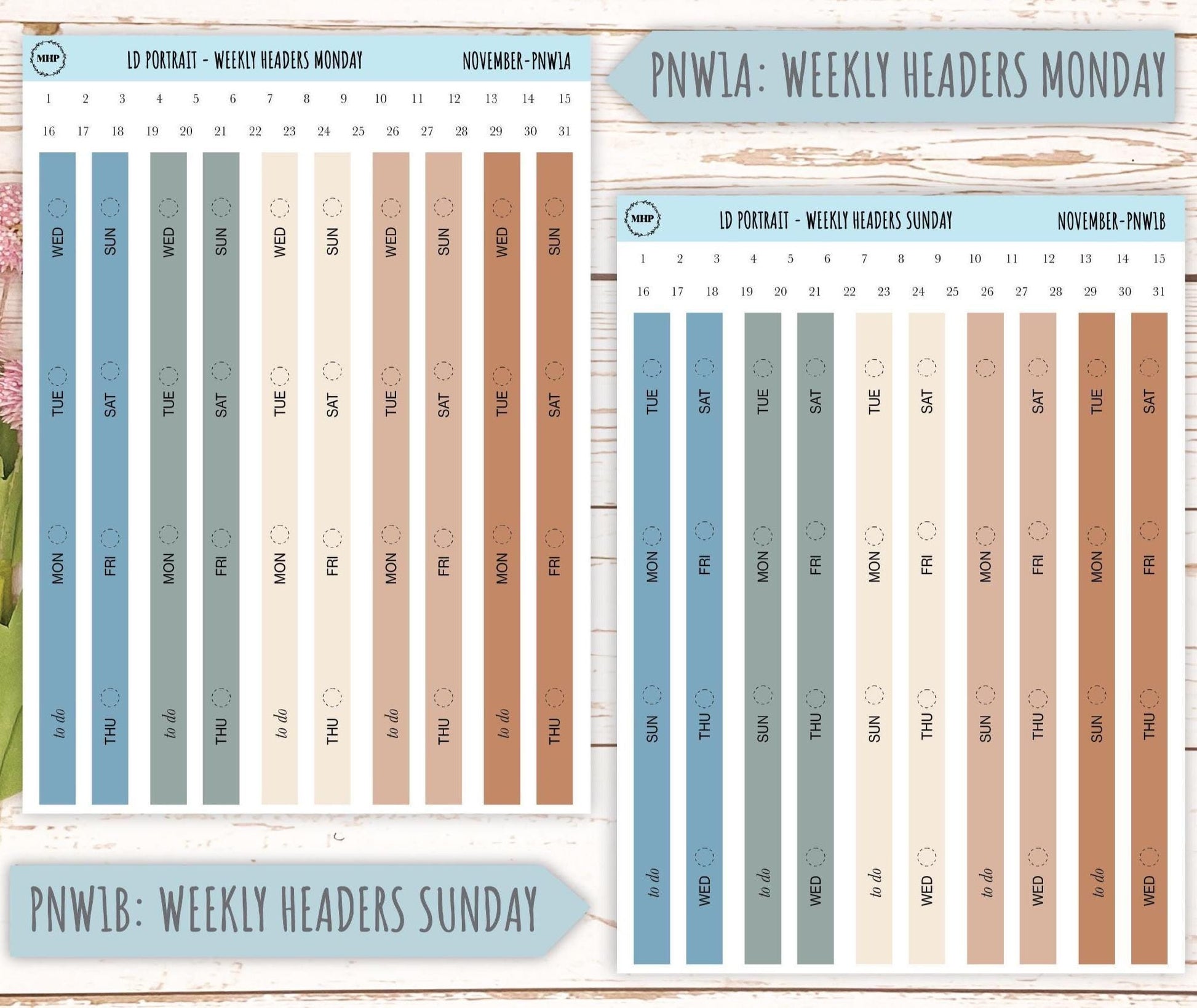 NOVEMBER Stickers for The Scout Laurel Denise Planner (formerly Portrait Planner). Neutral Color || PN