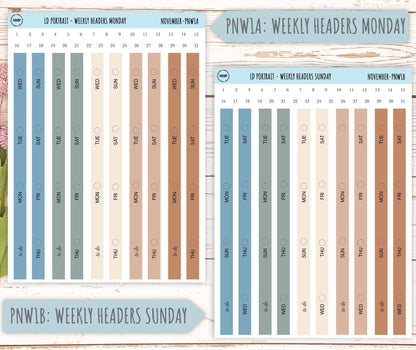 NOVEMBER Stickers for The Scout Laurel Denise Planner (formerly Portrait Planner). Neutral Color || PN