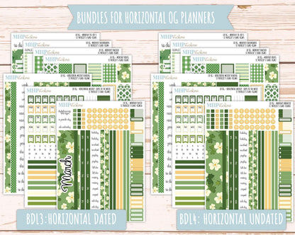 MARCH 2025 Stickers for Large size Horizontal & Vertical Laurel Denise Planners. (Formerly Original Size) "St Patrick's Flare" || OGSPF