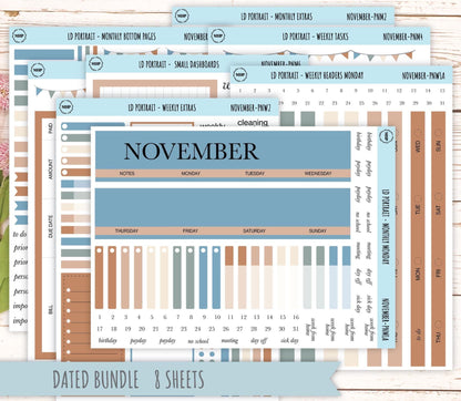 NOVEMBER Stickers for The Scout Laurel Denise Planner (formerly Portrait Planner). Neutral Color || PN