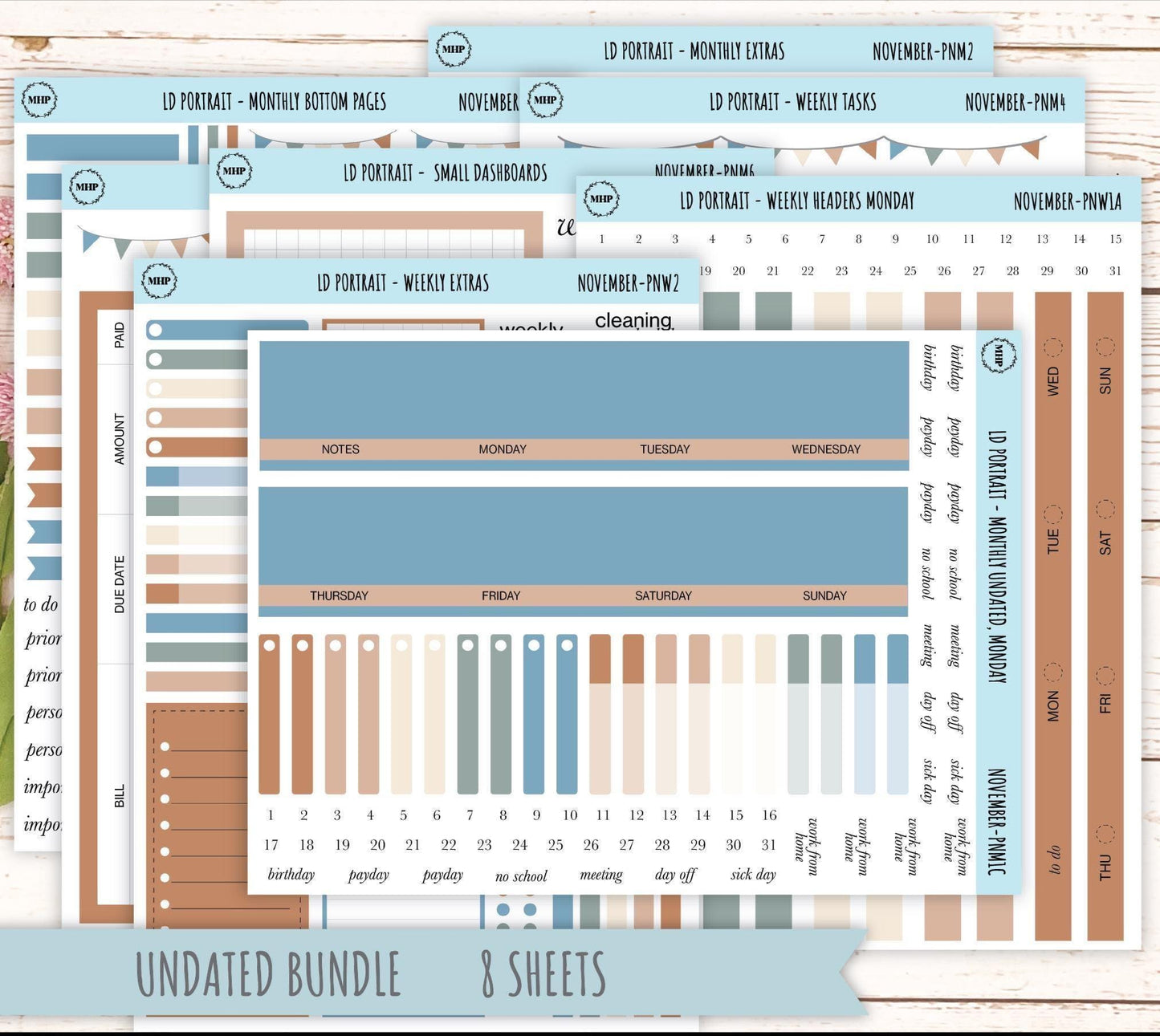 NOVEMBER Stickers for The Scout Laurel Denise Planner (formerly Portrait Planner). Neutral Color || PN
