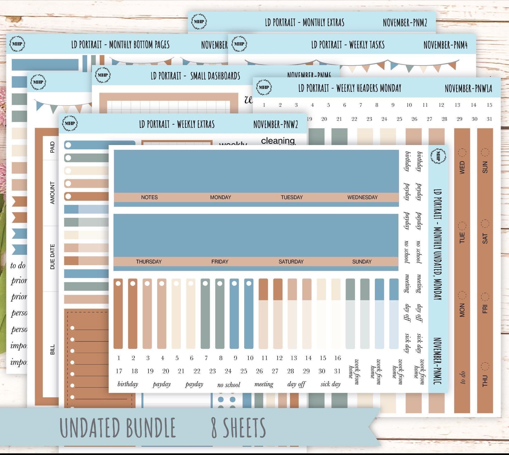 NOVEMBER Stickers for The Scout Laurel Denise Planner (formerly Portrait Planner). Neutral Color || PN