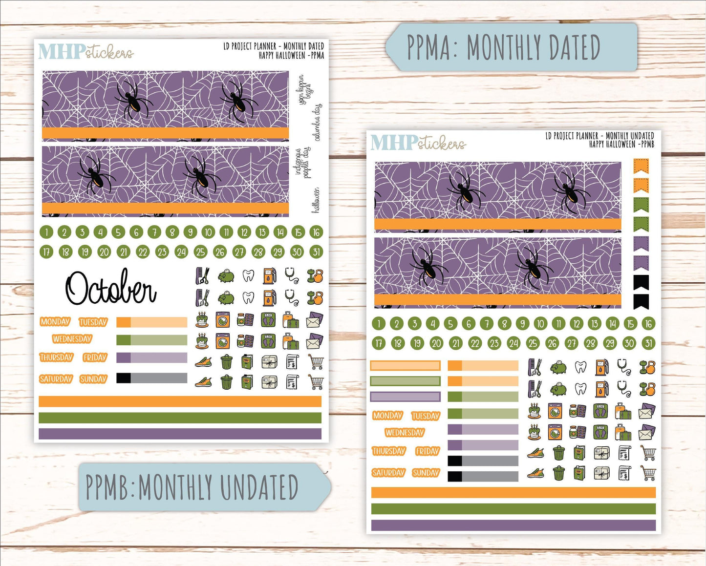 OCTOBER Stickers for the large Laurel Denise Rose Planner (Formerly Project Planner) "Hello Halloween" || PP