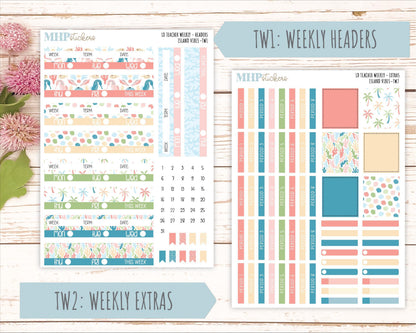 AUGUST Stickers for The Valerie Laurel Denise Planner (Formerly Teacher Planner) "Island Vibes" || TCIV