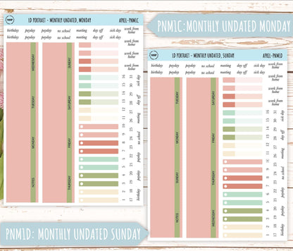 APRIL Stickers for The Scout Laurel Denise Planner (formerly Portrait Planner). Neutral Color || PN-APR