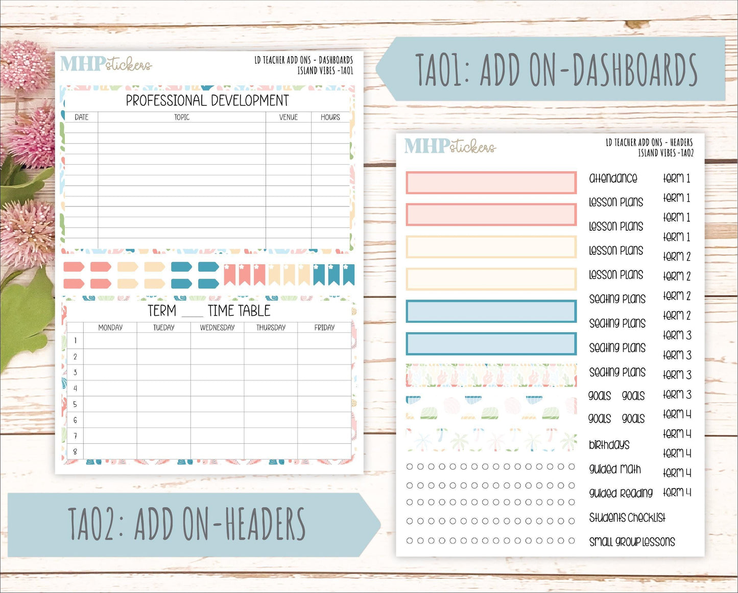 AUGUST Stickers for The Valerie Laurel Denise Planner (Formerly Teacher Planner) "Island Vibes" || TCIV