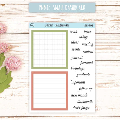 APRIL Stickers for The Scout Laurel Denise Planner (formerly Portrait Planner). Neutral Color || PN-APR