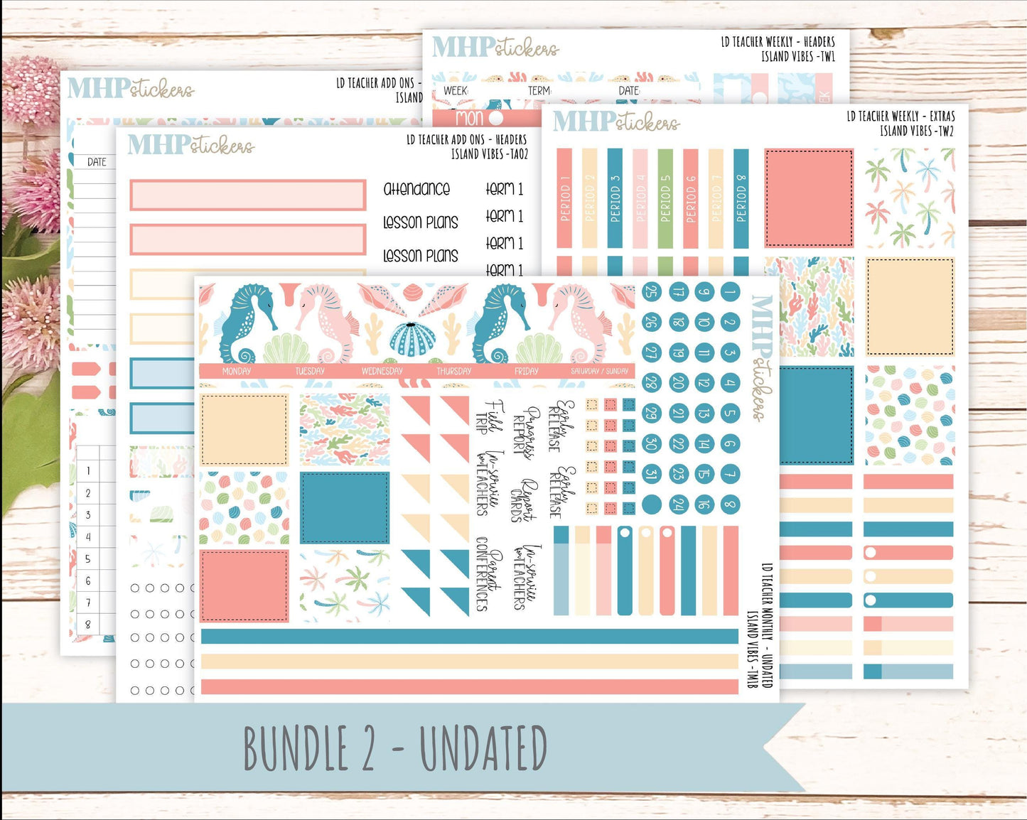 AUGUST Stickers for The Valerie Laurel Denise Planner (Formerly Teacher Planner) "Island Vibes" || TCIV