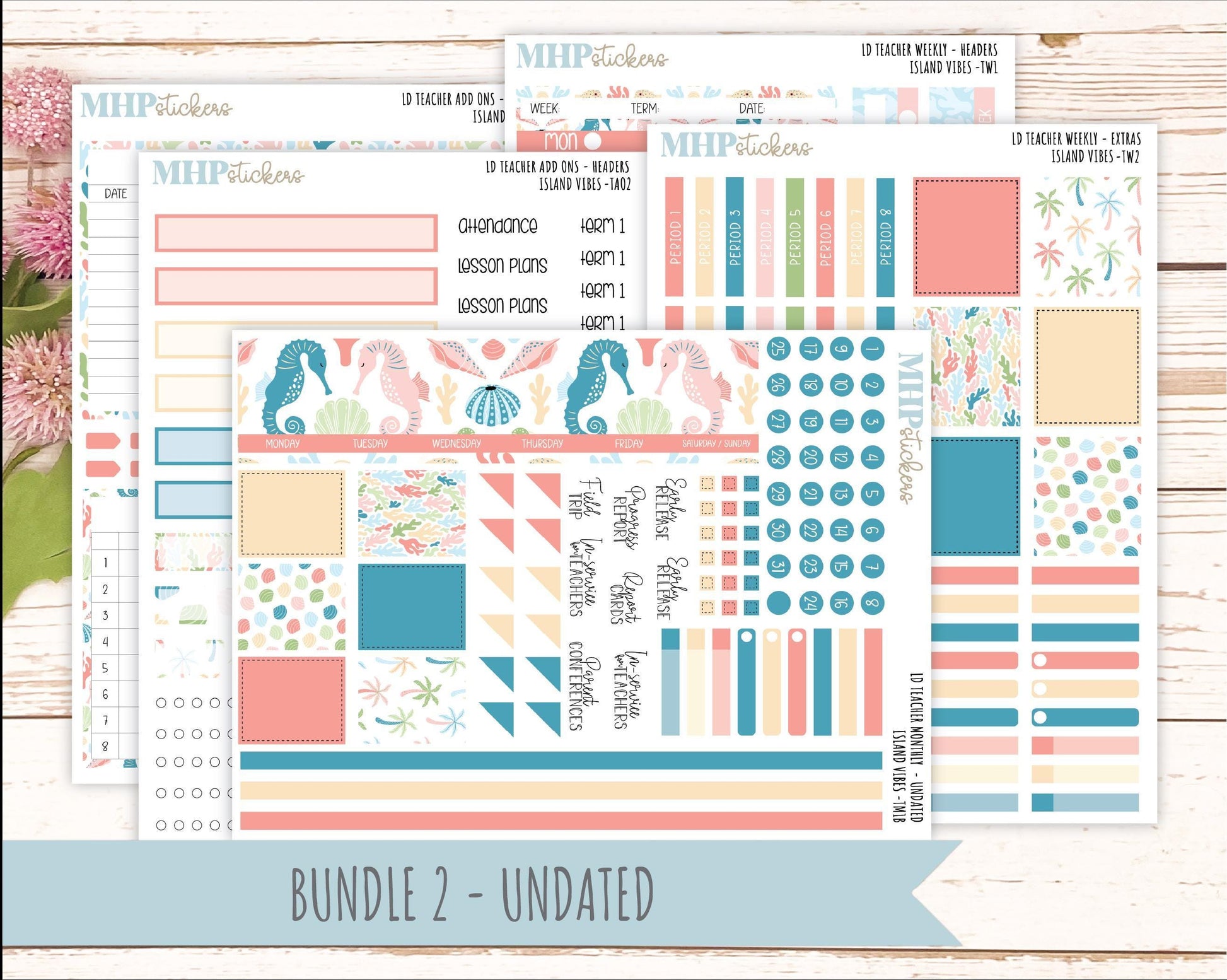 AUGUST Stickers for The Valerie Laurel Denise Planner (Formerly Teacher Planner) "Island Vibes" || TCIV