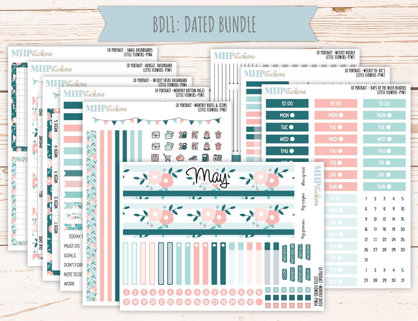 MAY 2025 Stickers for The Scout Laurel Denise Planner (formerly Portrait Planner). "Little Flowers" || PTLF