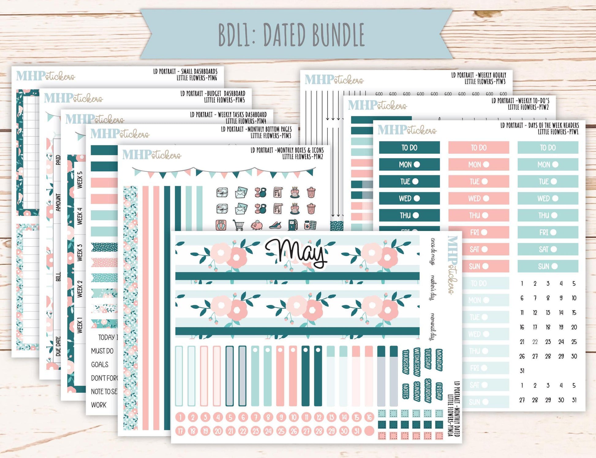 MAY 2025 Stickers for The Scout Laurel Denise Planner (formerly Portrait Planner). "Little Flowers" || PTLF