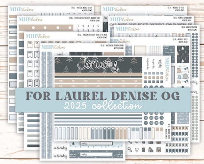 JANUARY 2025 Stickers for Large size Horizontal & Vertical Laurel Denise Planner. (Formerly Original or Standar Size) "Winter" || OGW