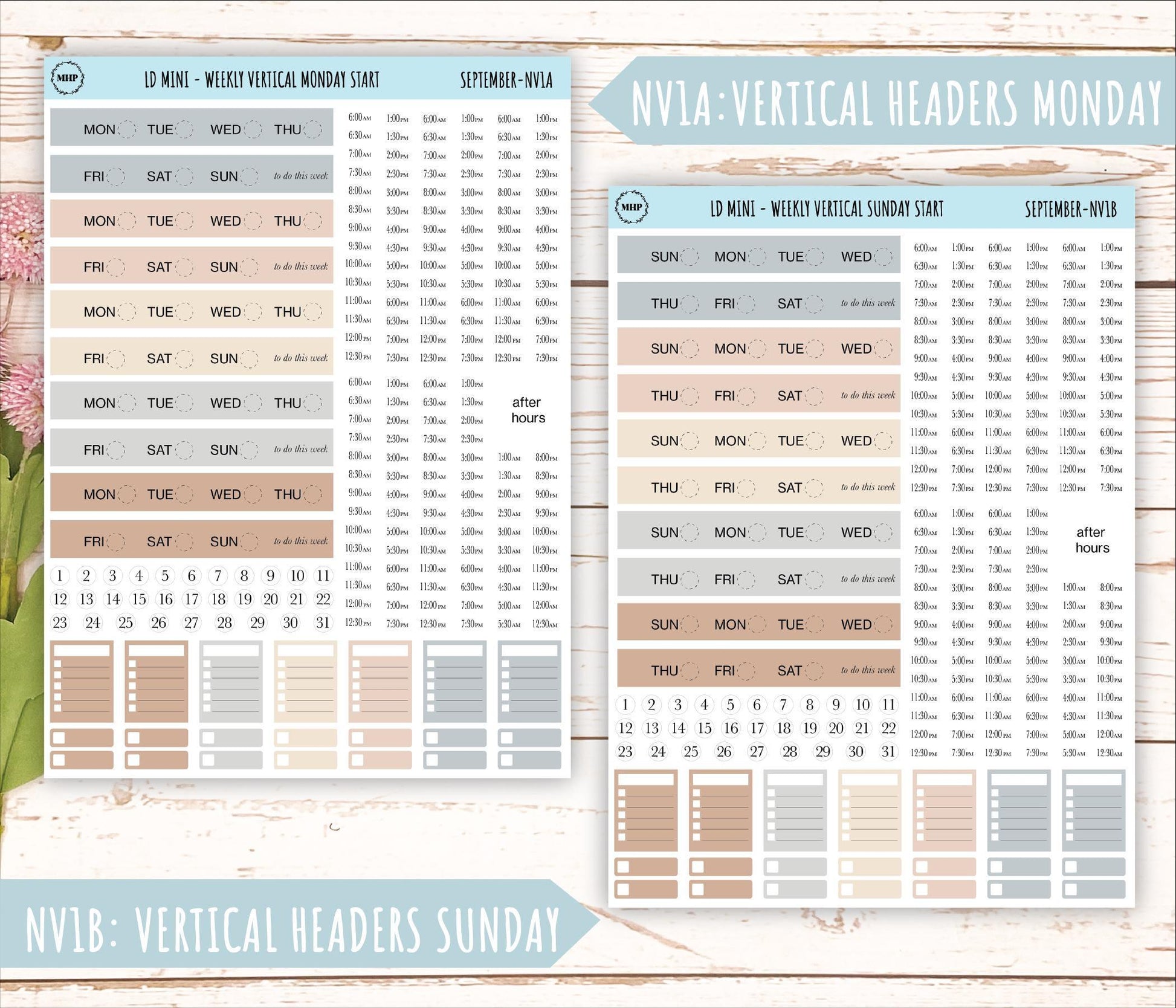 SEPTEMBER Neutral Color Stickers for small Laurel Denise Planners || NSEP