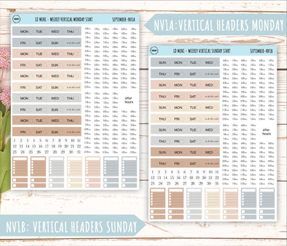 SEPTEMBER Neutral Color Stickers for small Laurel Denise Planners || NSEP