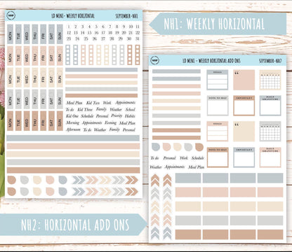 SEPTEMBER Neutral Color Stickers for small Laurel Denise Planners || NSEP