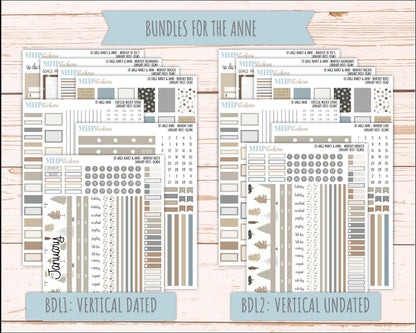 JANUARY 2026 Stickers for Large Nancy & Anne Planners (Formerly Original Size). For Laurel Denise Planners. "January Frost" || OG