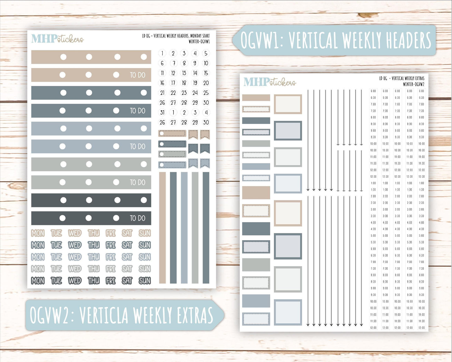 JANUARY 2025 Stickers for Large size Horizontal & Vertical Laurel Denise Planner. (Formerly Original or Standar Size) "Winter" || OGW