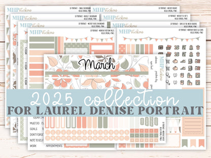 MARCH 2025 Stickers for The Scout Laurel Denise Planner (formerly Portrait Planner). "Hello Spring" || PTHS