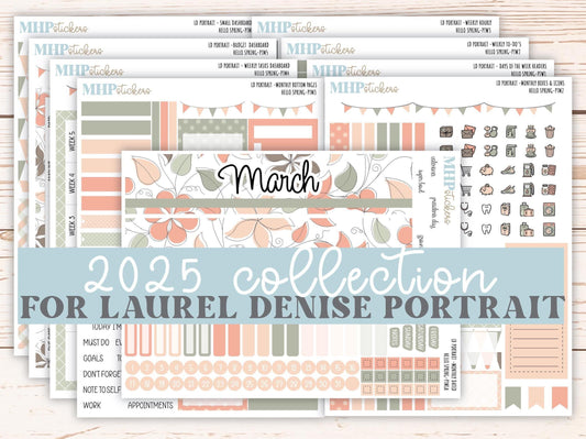 MARCH 2025 Stickers for The Scout Laurel Denise Planner (formerly Portrait Planner). "Hello Spring" || PTHS