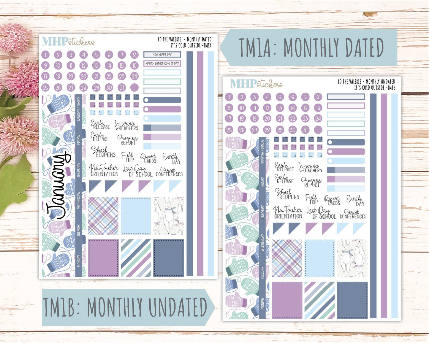 JANUARY Stickers for The Valerie Laurel Denise Planner (Formerly Teacher Planner) "It's Cold Outside" || TC