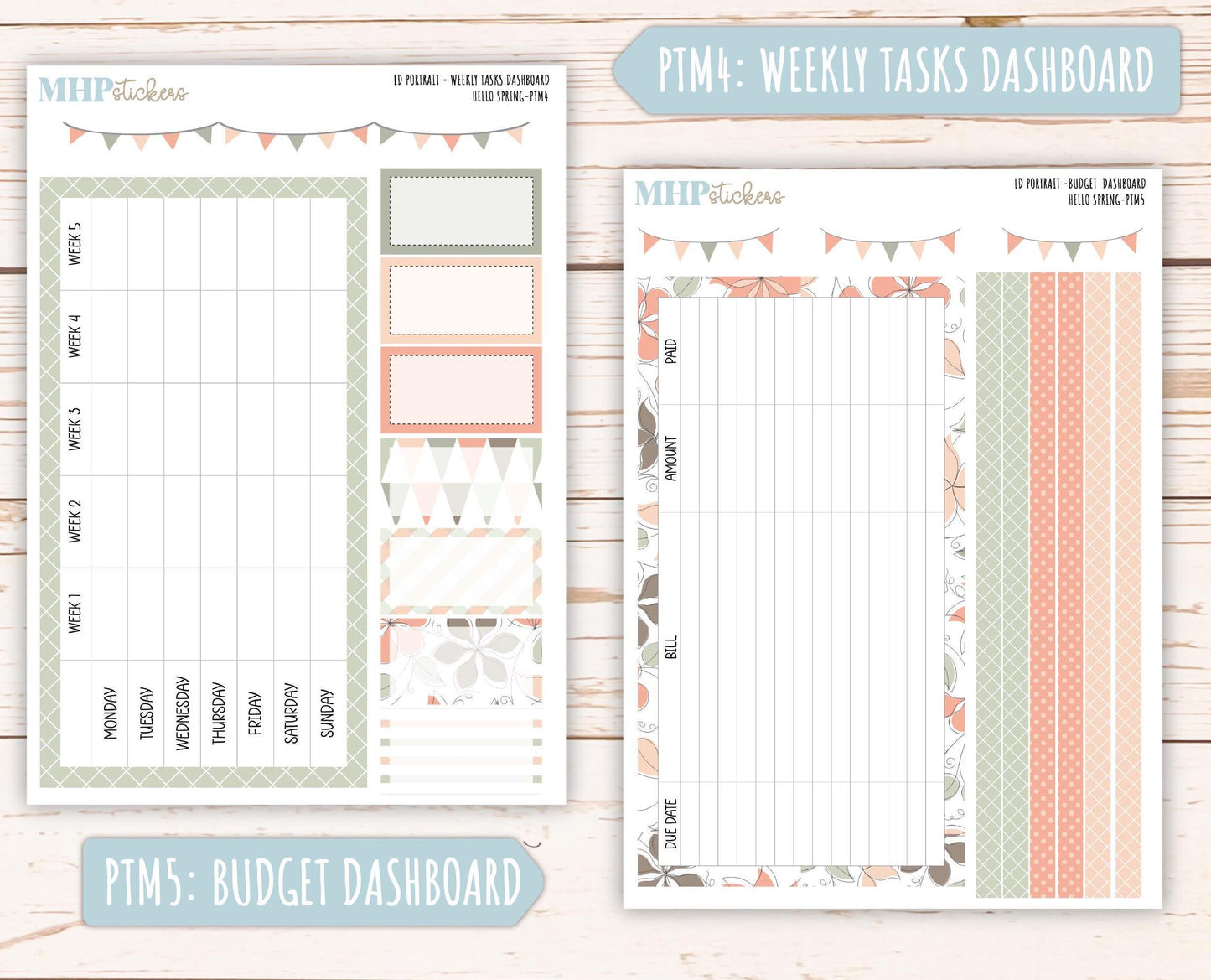 MARCH 2025 Stickers for The Scout Laurel Denise Planner (formerly Portrait Planner). "Hello Spring" || PTHS