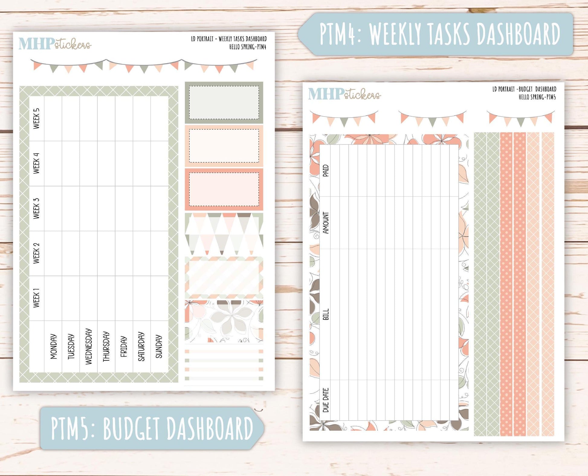 MARCH 2025 Stickers for The Scout Laurel Denise Planner (formerly Portrait Planner). "Hello Spring" || PTHS