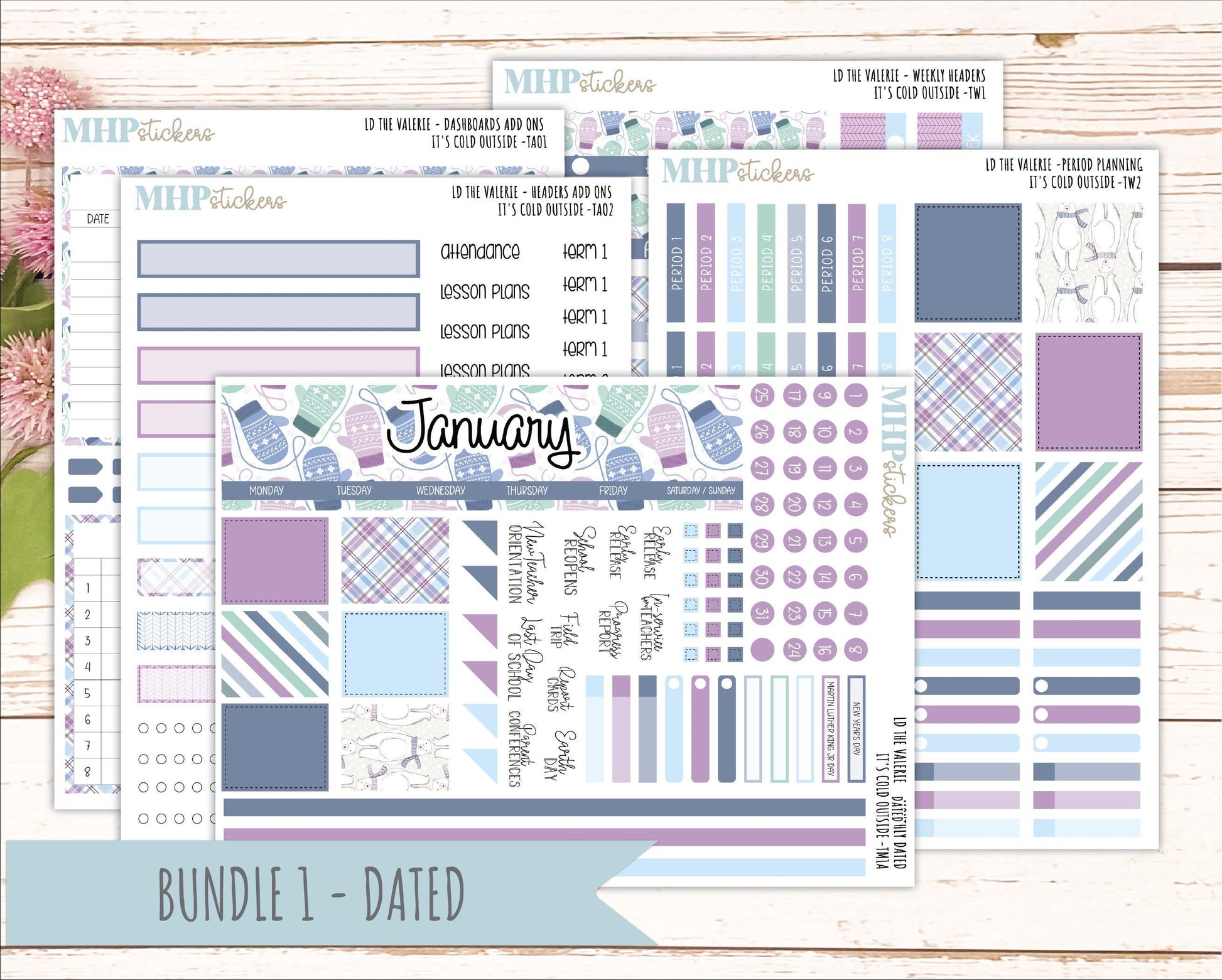 JANUARY Stickers for The Valerie Laurel Denise Planner (Formerly Teacher Planner) "It's Cold Outside" || TC