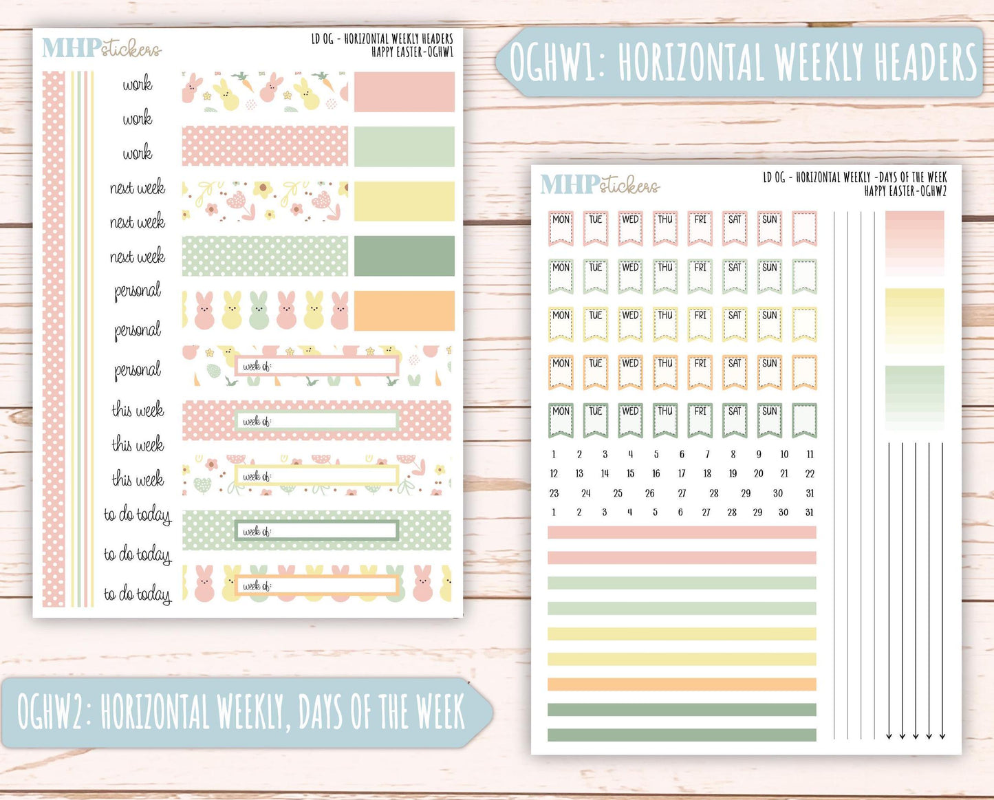 APRIL 2025 Stickers for Large size Horizontal & Vertical Laurel Denise Planner. (Formerly Original or Standar Size) "Happy Easter" || OGHE