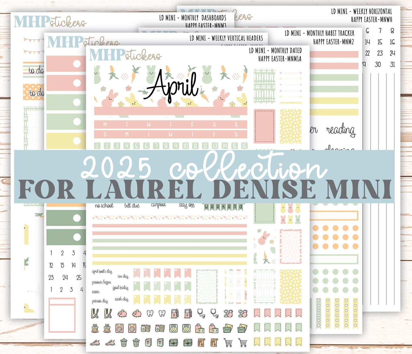 APRIL 2025 Stickers for Small Horizontal & Vertical Laurel Denise Planners. (Formerly Mini Planner) "Happy Easter" || MNHE