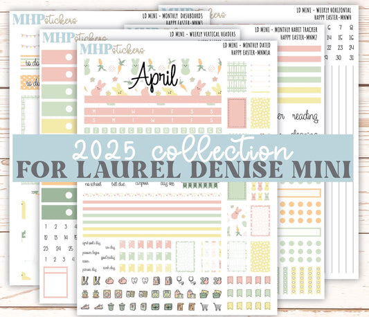 APRIL 2025 Stickers for Small Horizontal & Vertical Laurel Denise Planners. (Formerly Mini Planner) "Happy Easter" || MNHE