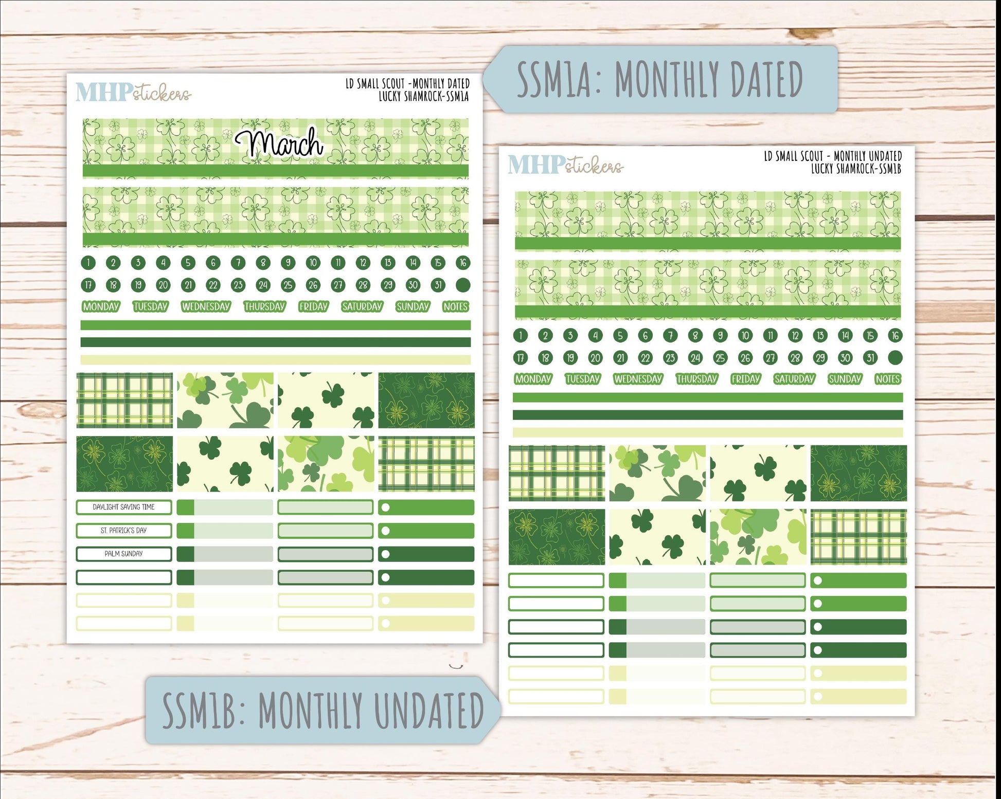 MARCH 2026 Stickers for the Small Scout Planner. For Laurel Denise Planners. "Lucky Shamrock" ||SS