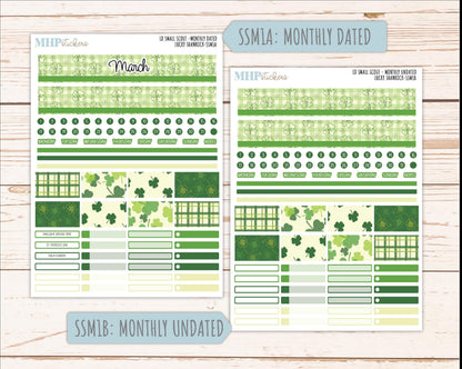 MARCH 2026 Stickers for the Small Scout Planner. For Laurel Denise Planners. "Lucky Shamrock" ||SS