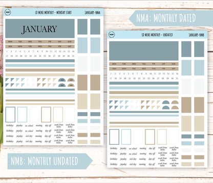 JANUARY Neutral Color Stickers for small Laurel Denise Planners || JAN