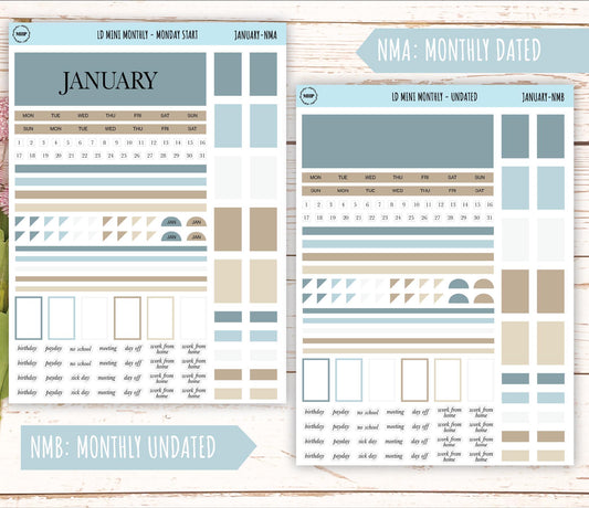 JANUARY Neutral Color Stickers for small Laurel Denise Planners || JAN