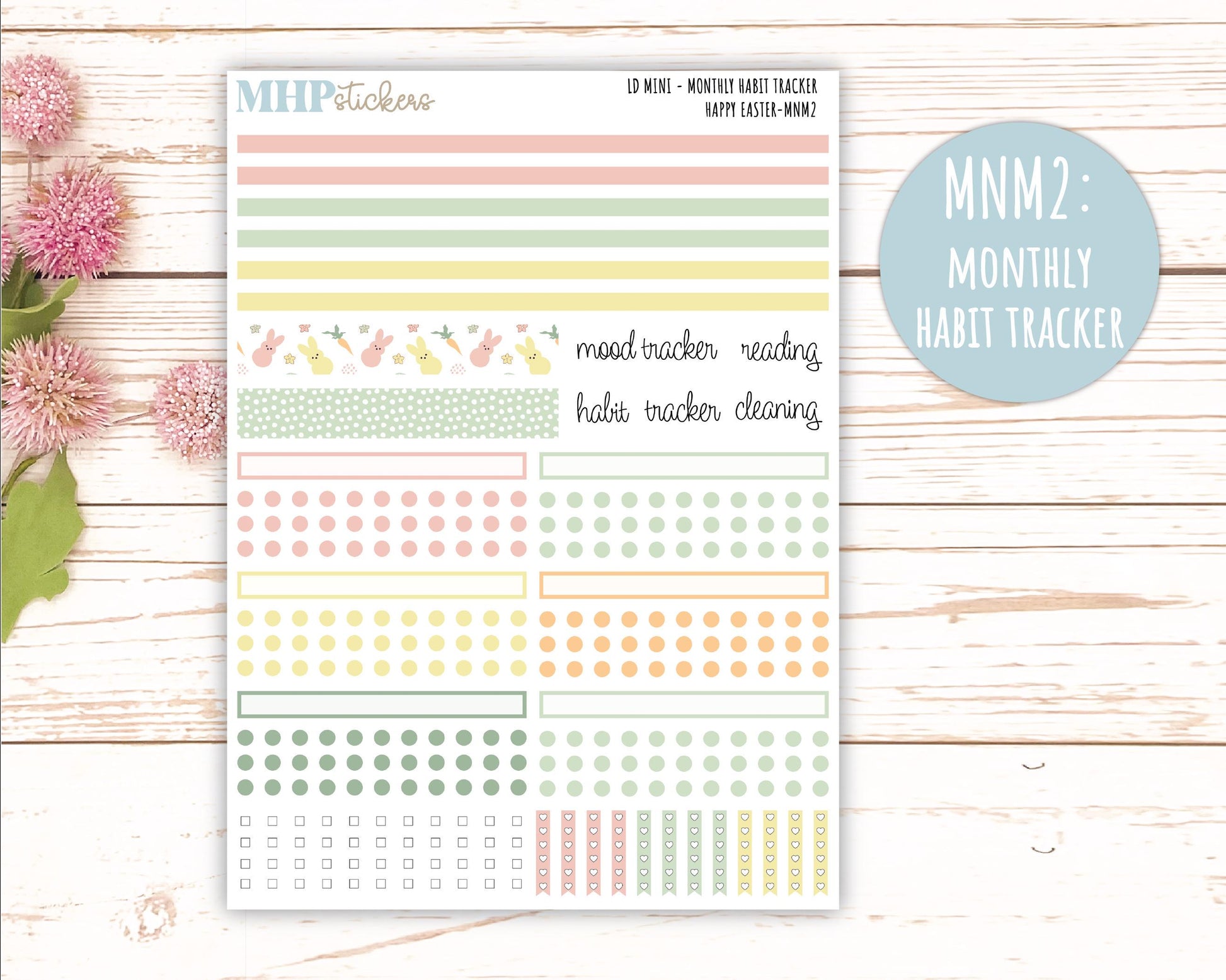 APRIL 2025 Stickers for Small Horizontal & Vertical Laurel Denise Planners. (Formerly Mini Planner) "Happy Easter" || MNHE