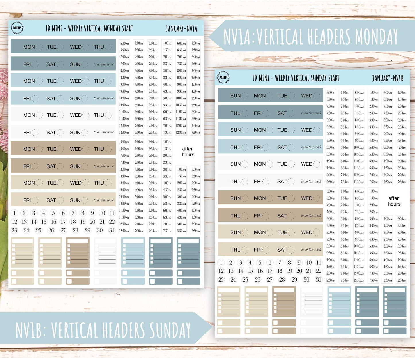 JANUARY Neutral Color Stickers for small Laurel Denise Planners || JAN