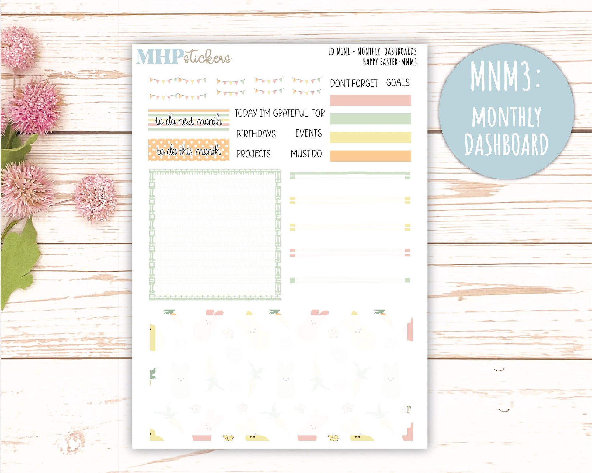 APRIL 2025 Stickers for Small Horizontal & Vertical Laurel Denise Planners. (Formerly Mini Planner) "Happy Easter" || MNHE