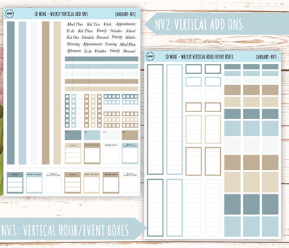 JANUARY Neutral Color Stickers for small Laurel Denise Planners || JAN