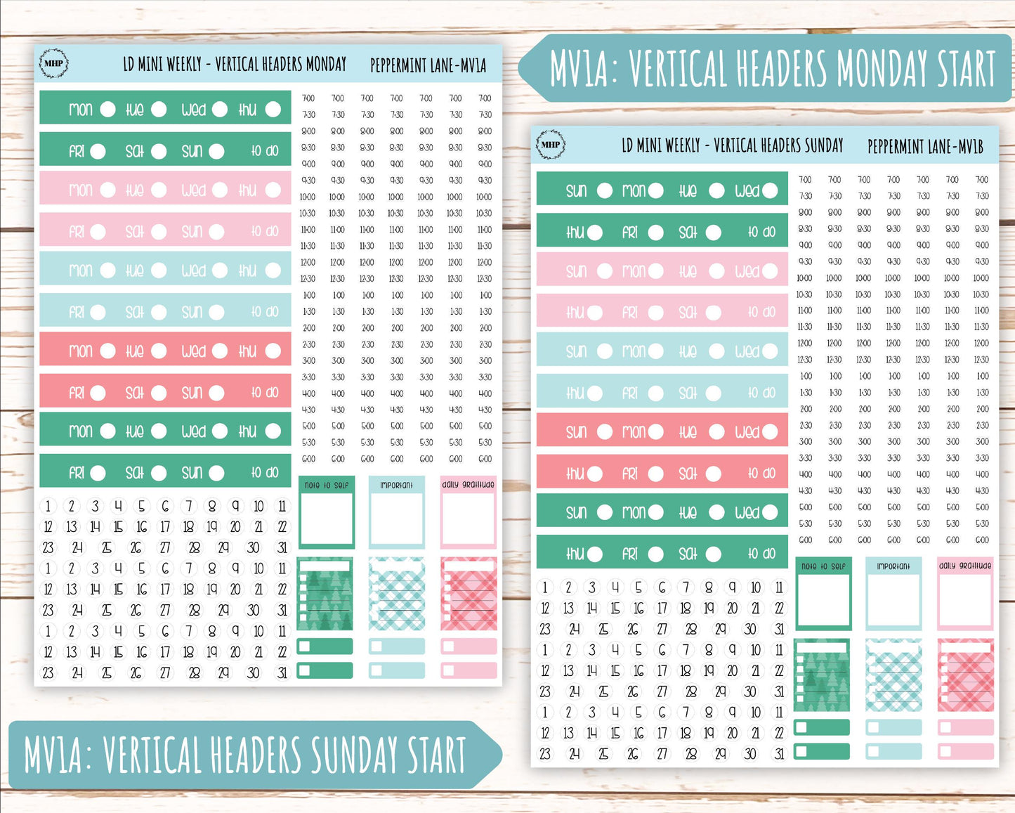 DECEMBER Stickers for Small Horizontal & Vertical Laurel Denise Planners. (Formerly Mini Planner) "Peppermint Lane" || MPL