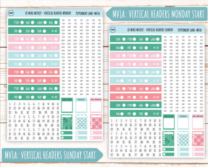 DECEMBER Stickers for Small Horizontal & Vertical Laurel Denise Planners. (Formerly Mini Planner) "Peppermint Lane" || MPL