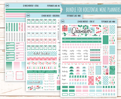 DECEMBER Stickers for Small Horizontal & Vertical Laurel Denise Planners. (Formerly Mini Planner) "Peppermint Lane" || MPL