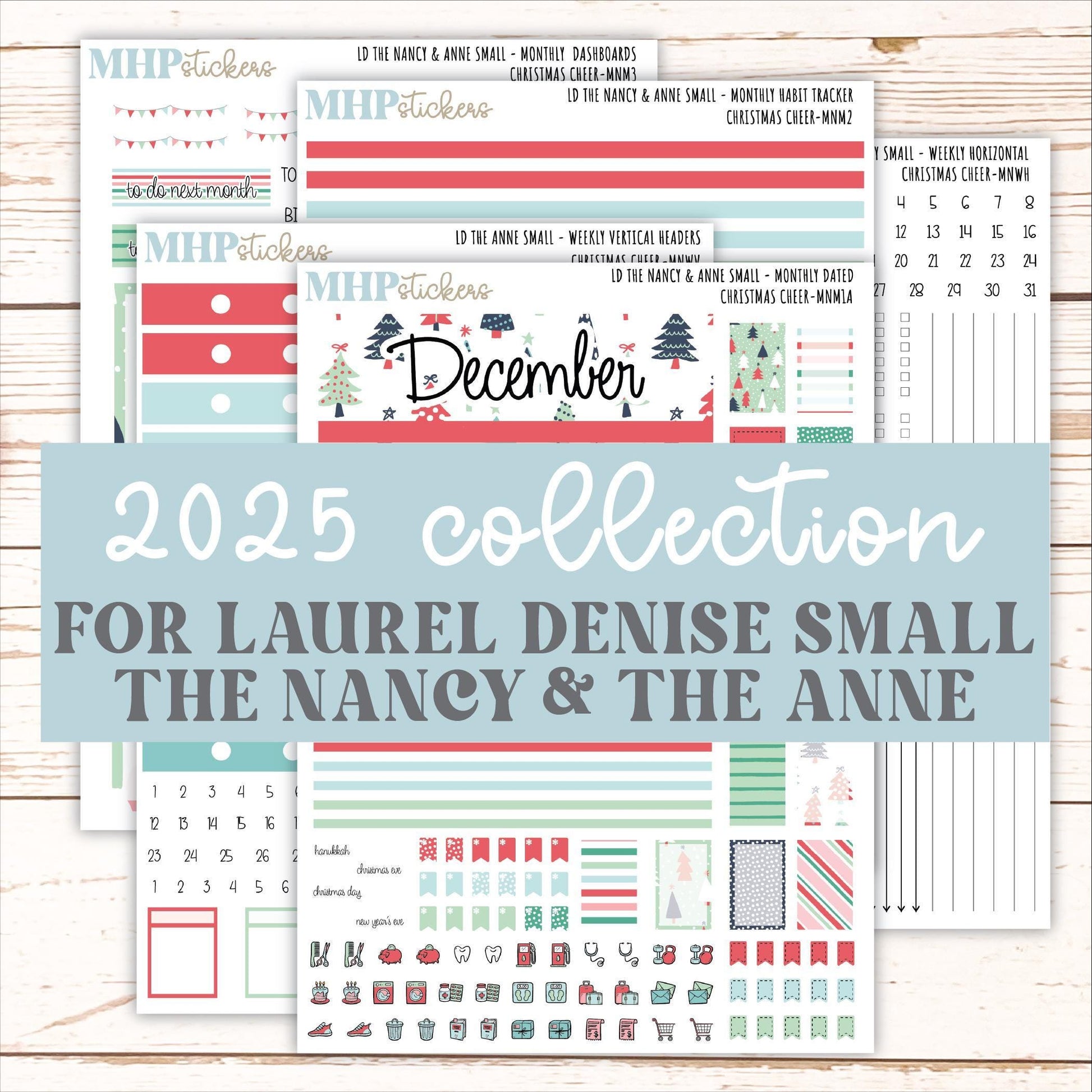 DECEMBER 2025 Stickers for Small Nancy & Anne Laurel Denise Planners. (Formerly Mini Planner) "Christmas Cheer" || MN