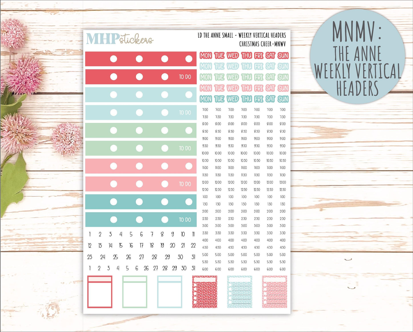 DECEMBER 2025 Stickers for Small Nancy & Anne Laurel Denise Planners. (Formerly Mini Planner) "Christmas Cheer" || MN