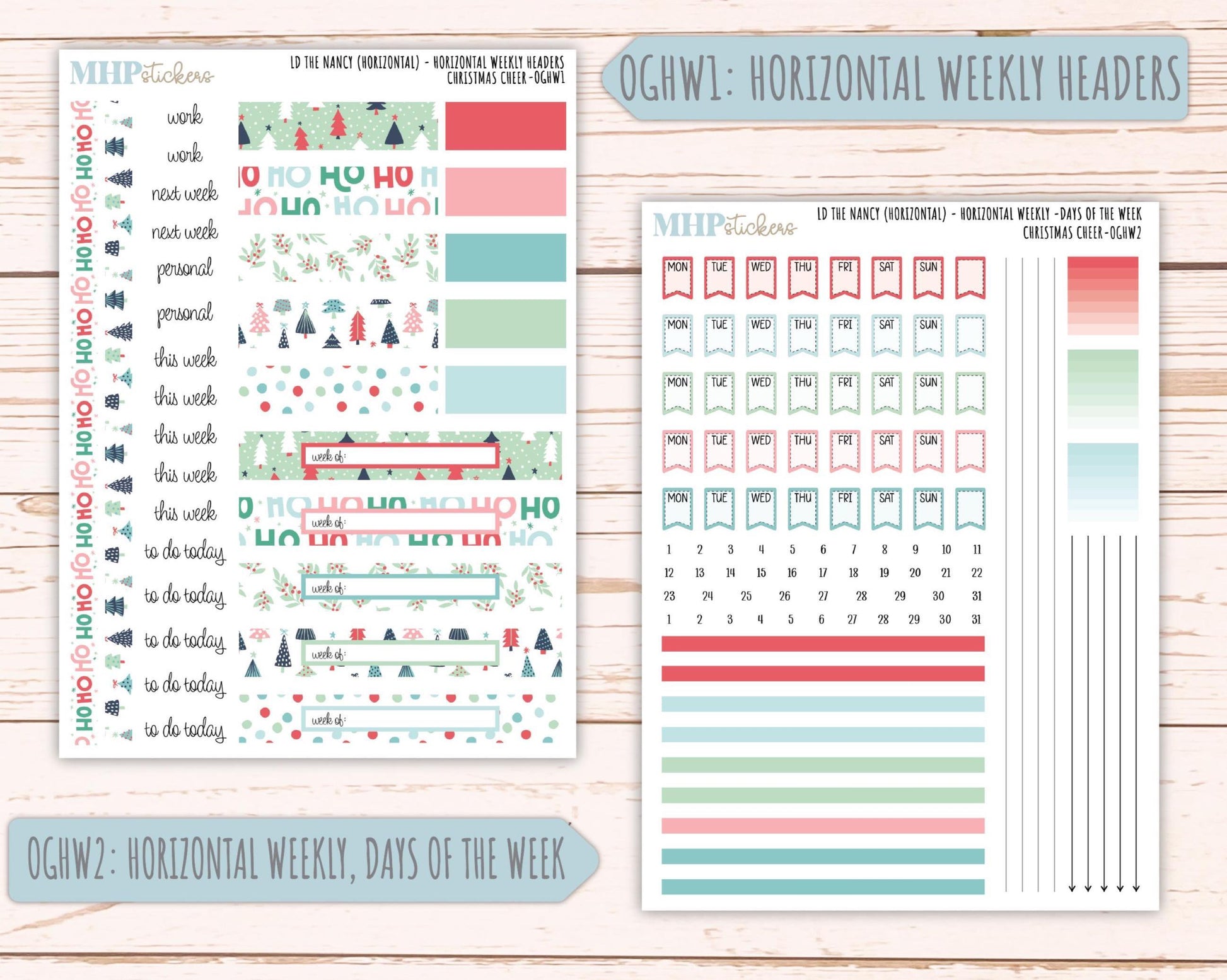DECEMBER 2025 Stickers for Large-size Horizontal & Vertical Laurel Denise Planners. (Formerly Original Size) "Christmas Cheer" || OG