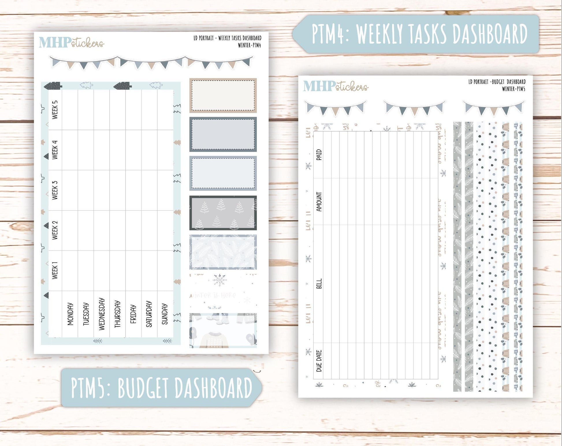 JANUARY 2025 Stickers for The Scout Laurel Denise Planner (formerly Portrait Planner). "Winter" || PTW