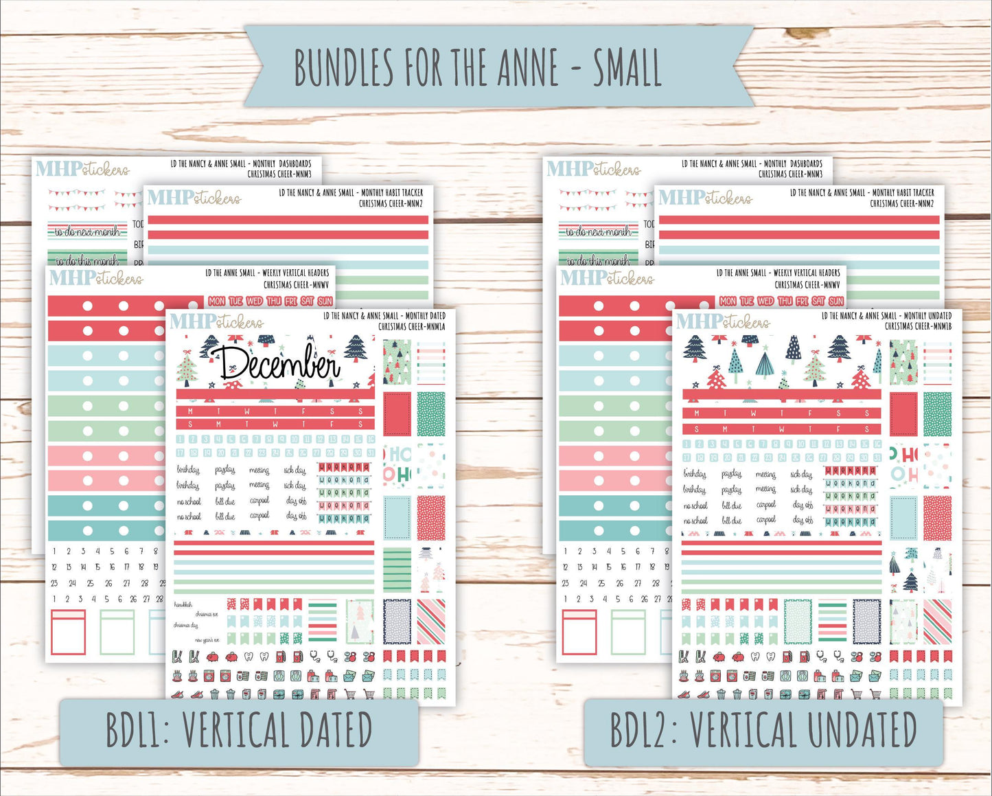 DECEMBER 2025 Stickers for Small Nancy & Anne Laurel Denise Planners. (Formerly Mini Planner) "Christmas Cheer" || MN