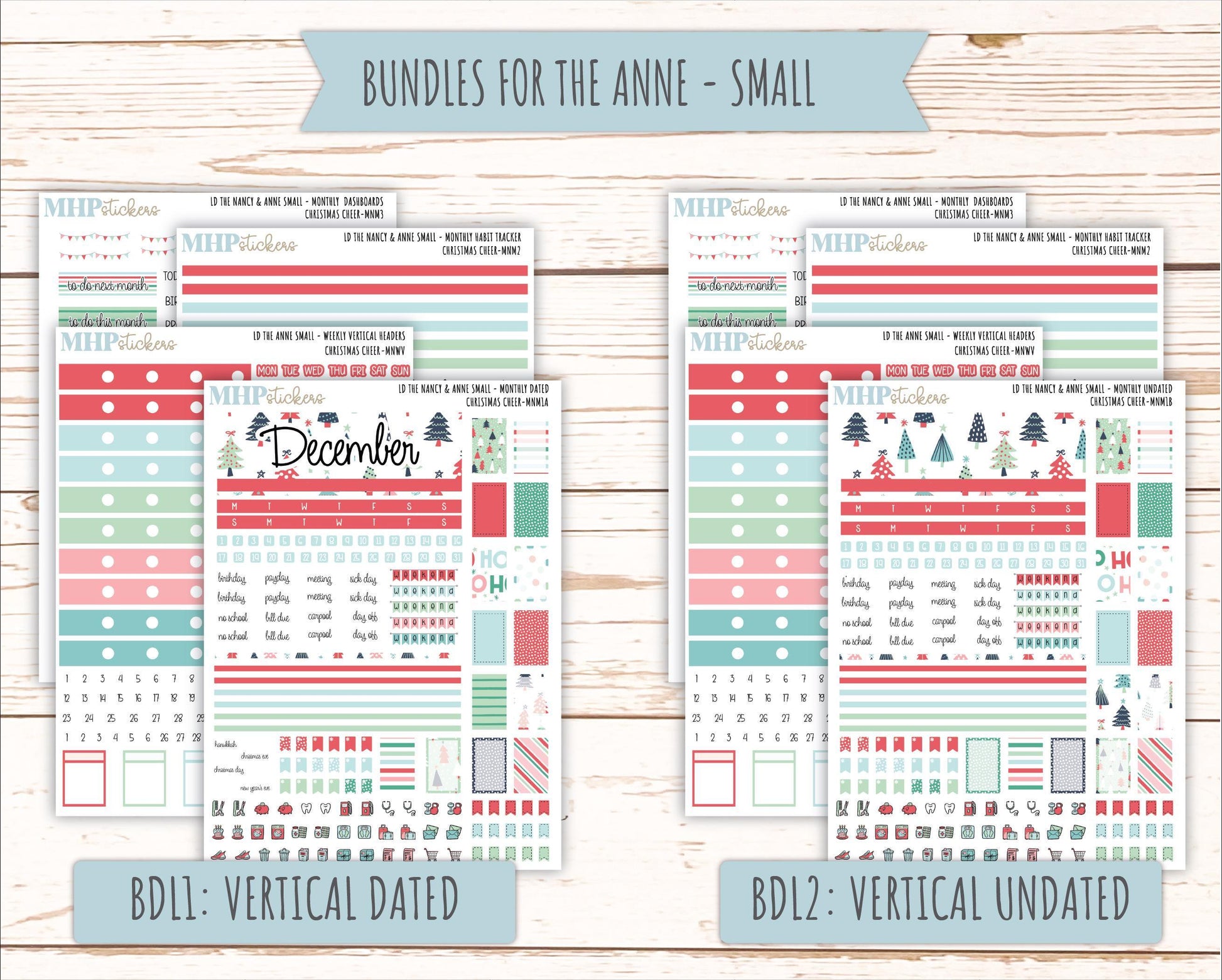 DECEMBER 2025 Stickers for Small Nancy & Anne Laurel Denise Planners. (Formerly Mini Planner) "Christmas Cheer" || MN