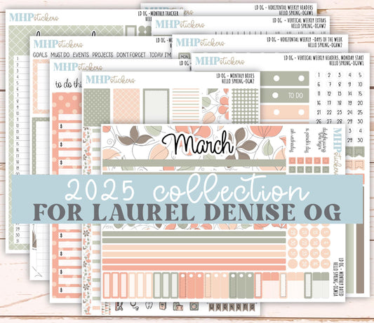 MARCH 2025 Stickers for Large size Horizontal & Vertical Laurel Denise Planner. (Formerly Original or Standar Size) "Hello Spring" || OGHS