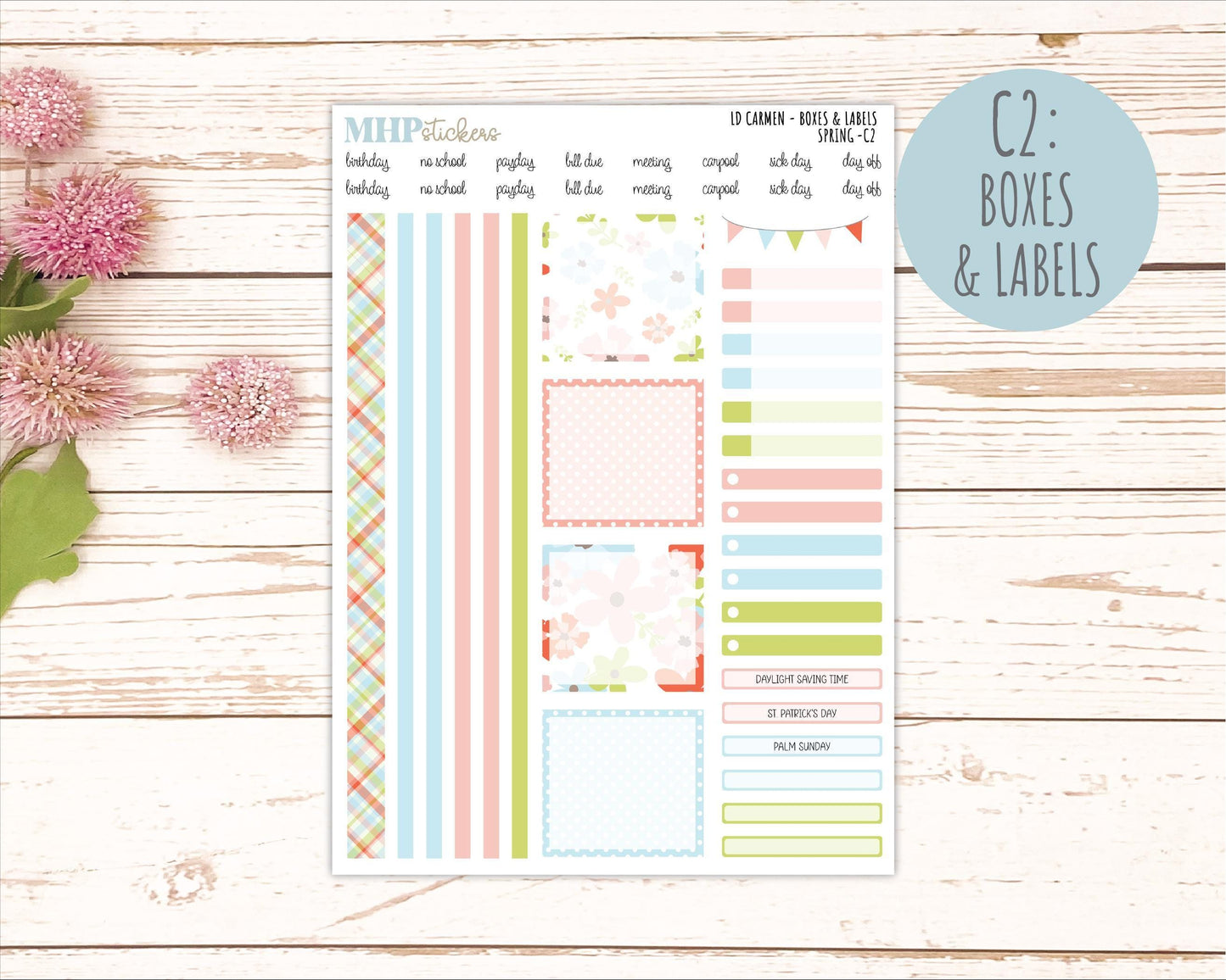MARCH 2026 Stickers for The Carmen Laurel Denise Planner (Simply Month Planner). "Spring" || C