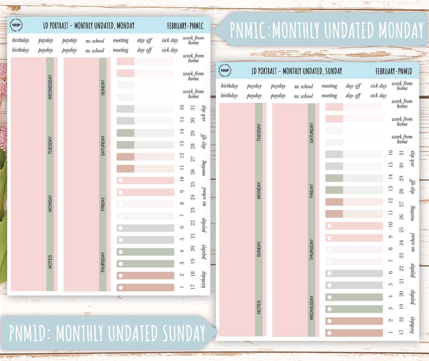 FEBRUARY Stickers for The Scout Laurel Denise Planner (formerly Portrait Planner). Neutral Color || PN-FEB